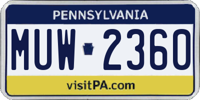 PA license plate MUW2360