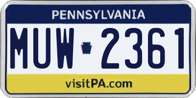 PA license plate MUW2361