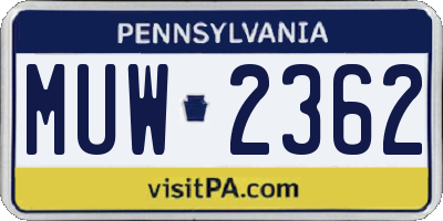 PA license plate MUW2362
