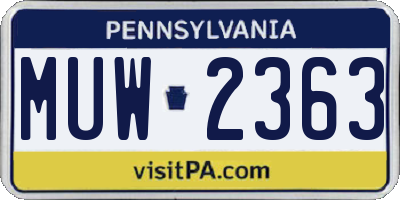 PA license plate MUW2363