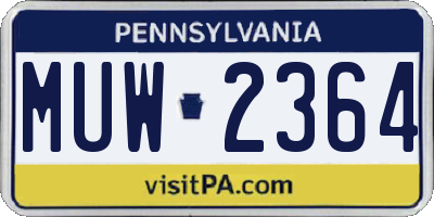 PA license plate MUW2364