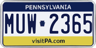 PA license plate MUW2365