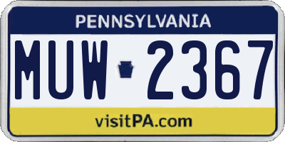 PA license plate MUW2367