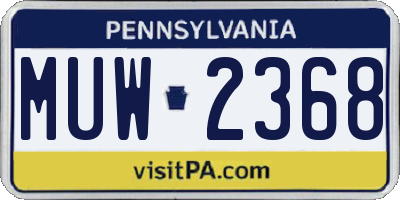 PA license plate MUW2368