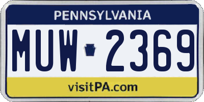 PA license plate MUW2369