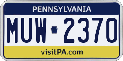 PA license plate MUW2370