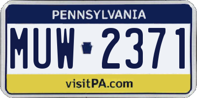 PA license plate MUW2371