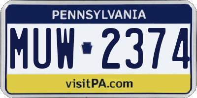 PA license plate MUW2374