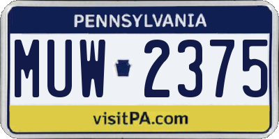 PA license plate MUW2375