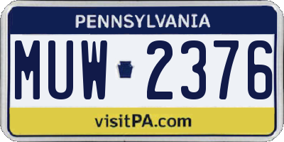PA license plate MUW2376