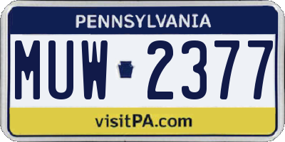 PA license plate MUW2377