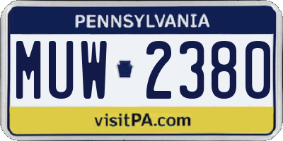 PA license plate MUW2380
