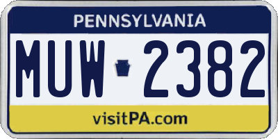PA license plate MUW2382