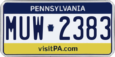 PA license plate MUW2383