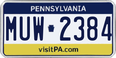 PA license plate MUW2384