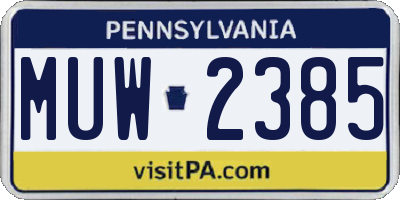 PA license plate MUW2385
