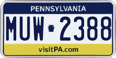 PA license plate MUW2388