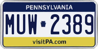 PA license plate MUW2389
