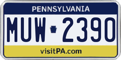 PA license plate MUW2390