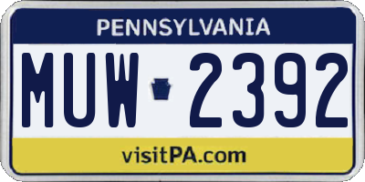 PA license plate MUW2392