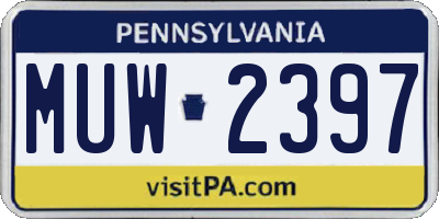 PA license plate MUW2397