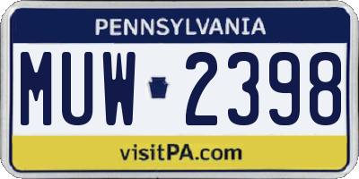 PA license plate MUW2398