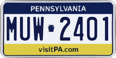 PA license plate MUW2401
