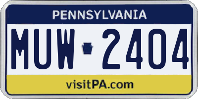 PA license plate MUW2404