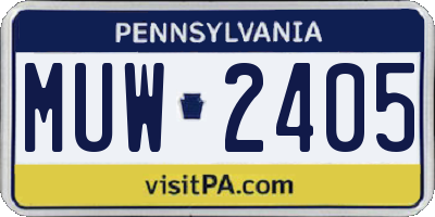 PA license plate MUW2405