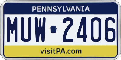 PA license plate MUW2406