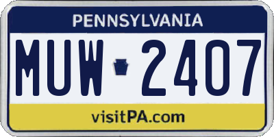 PA license plate MUW2407