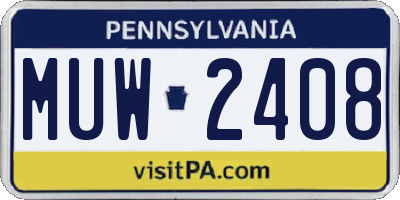 PA license plate MUW2408