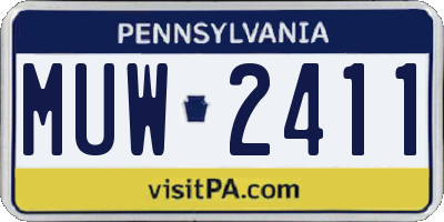 PA license plate MUW2411