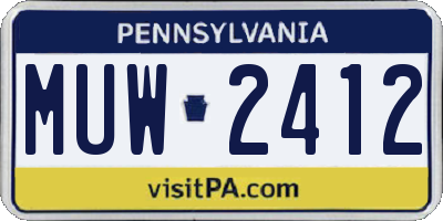 PA license plate MUW2412