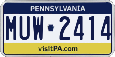 PA license plate MUW2414