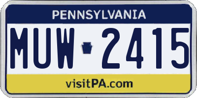 PA license plate MUW2415