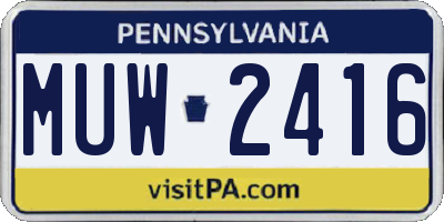 PA license plate MUW2416
