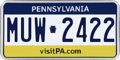 PA license plate MUW2422