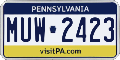 PA license plate MUW2423