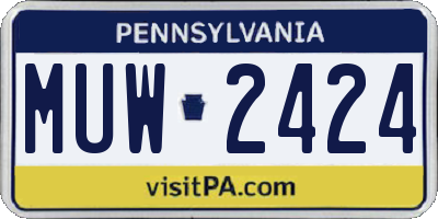 PA license plate MUW2424