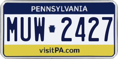 PA license plate MUW2427