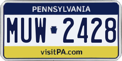 PA license plate MUW2428