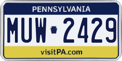 PA license plate MUW2429