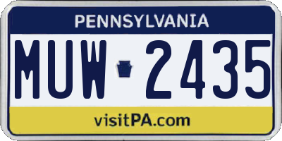 PA license plate MUW2435