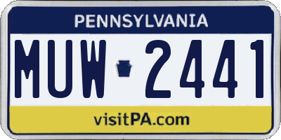 PA license plate MUW2441