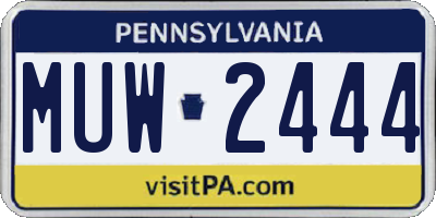 PA license plate MUW2444