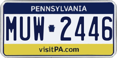 PA license plate MUW2446
