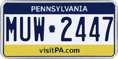 PA license plate MUW2447
