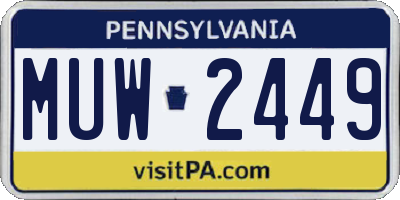 PA license plate MUW2449