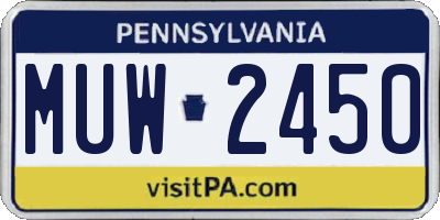 PA license plate MUW2450